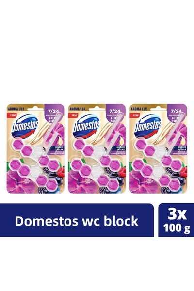 Domestos Bloc de toaletă Aroma Lux Hibiscus și fructe roșii 100 g X3