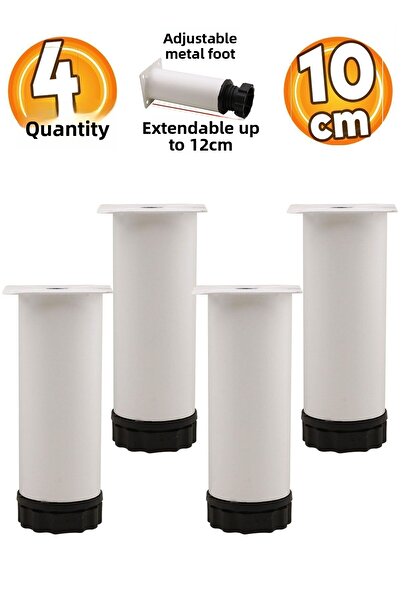 Badem10 Dulap reglabil Mobilier Baza canapea Suport metalic Picior 10 Cm Picioare albe 4 buc