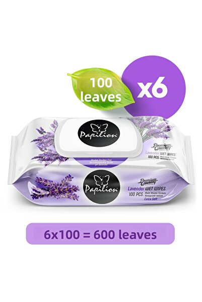 Papilion منشفة مبللة بخلاصة اللافندر - فائقة النعومة، 100x6 ورقة