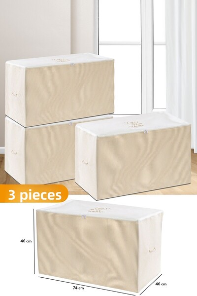 Serstil 3 Τεμάχια - Μεγάλο Μέγεθος Μπεζ ριγέ τσάντα - 74 X 46 X 46 εκ.