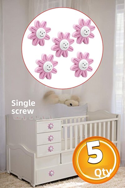 Badem10 Mobilier din plastic Daisy Sertar de bucătărie Merry 5 bucăți roz Mâner dulap dulap camera copiilor