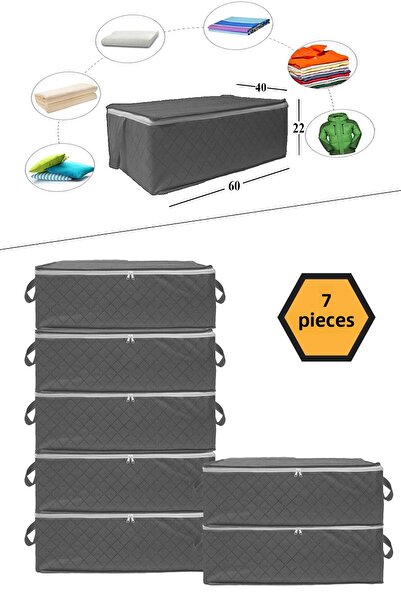 NUTEX 7 Pieces Quilted Patterned Anthracite Underfloor Bag 60x40x22