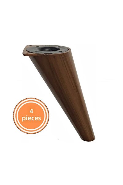 EYM 4 bucăți retro unghi conic mobilier din plastic picior scaun picior 15 cm nuc