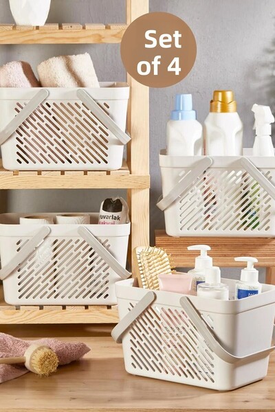 Tugomer 4-Piece Portable Basket Organizer with Handles – Bathroom Kitchen Clo...