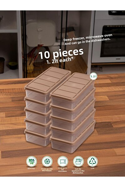 Kavi Entegre Plastik مجموعة تخزين سعة 1.2 لتر مكونة من 10 قطع - مدخل للثلاجة ...