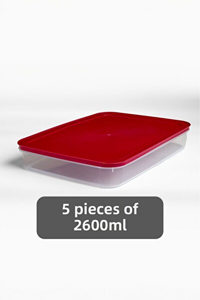 Mutfak Köşesi 5-Piece Refrigerator Organizer - 2600 ml Storage Container for Microwave, Freezer and Freezer