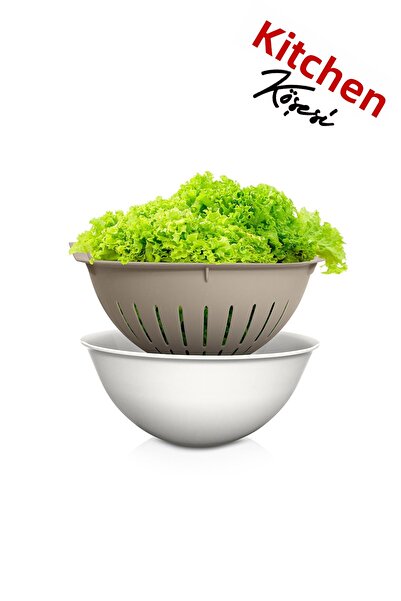 Mutfak Köşesi Handy Bowl Strainer Set 3 Lt - Multi-Purpose Container Strainer Beige