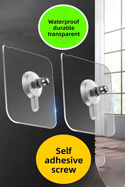 PratikSepetim Umeraș de perete adeziv ultra-puternic Umeraș de perete transparent cu cârlig adeziv cu ventuză