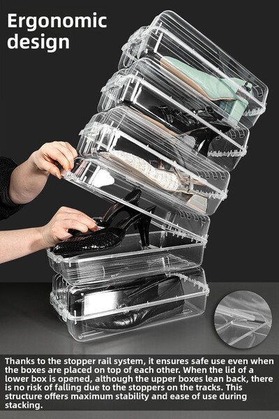 Meleni Home 15 Pcs Women's Shoe Box - Transparent Shoe Organizer Storage Box Organizer Travel Box