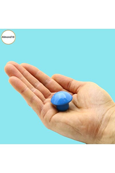 Badem10 Κουμπί μανιταριού Μεταλλικό (ΜΠΛΕ) Στρογγυλό Έπιπλα Παιδικού Δωματίου Συρτάρι Κουζίνας Ντουλάπα 10 τμχ Λαβή