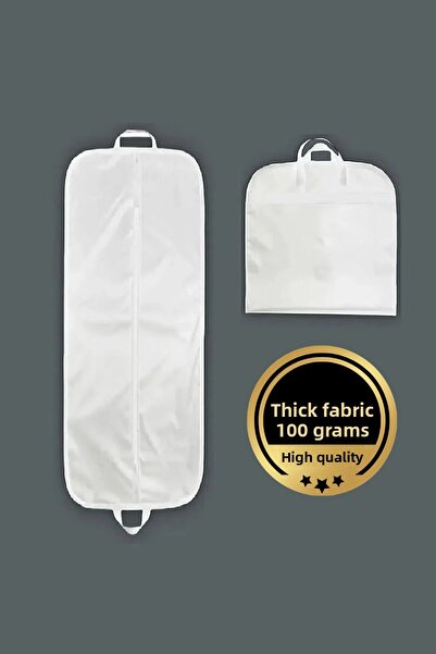 Paris Home Βραδινό φόρεμα, Ρούχα, Θήκη φορέματος, Θήκη μεταφοράς φορέματος, Λευκό Gamboç 100 Gr με λαβή, Θήκη φορέματος