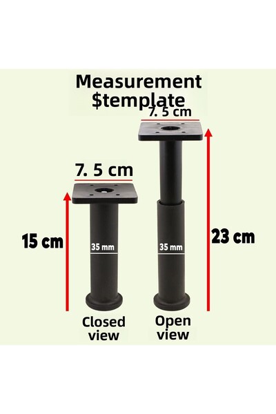 Badem10 (4 bucăți) Suport reglabil 15 cm Mobilier negru Canapea Fotoliu Baza de ridicare Picioare