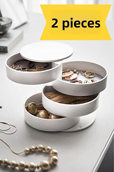 Fesya Home Organizator rotativ de bijuterii Quadra cu 2 și 4 niveluri - Organ...