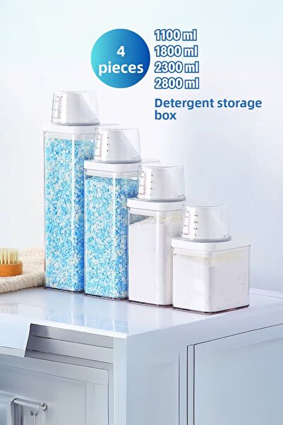 grimorlife Leakproof 4 Lut Detergent Storage Box and Labels 1100- 1800- 2300- 2800 ml
