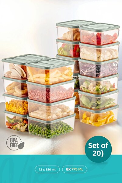 Vienev Organizator pentru frigider Mint din 20 de piese - Set de recipiente d...