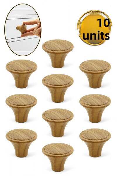 Badem10 River 10Pcs Walnut Button Single Screw Cabinet Drawer Furniture Kitchen Cupboard Cloakroom Round Handle Handle