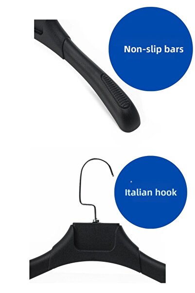 Manken İstanbul 50 Pieces Soft Black Abs Plastic Hanger Jacket Clothes Hanger Clothing Hanger Shirt Hanger