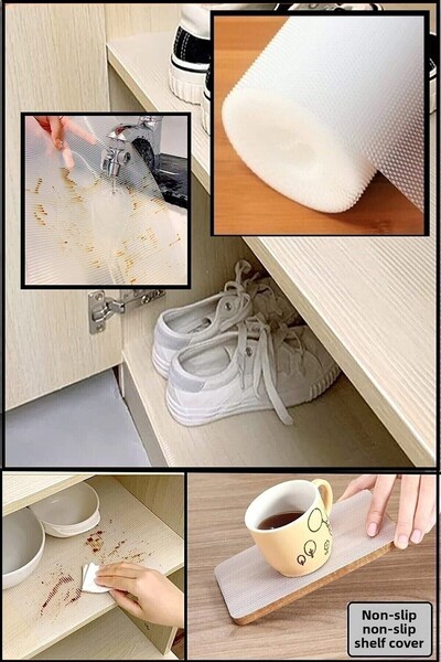 DENİZ غطاء رف لاصق مضاد للانزلاق من إيفا مقاس 45 سم × 10 متر، غطاء شفاف مضاد ...