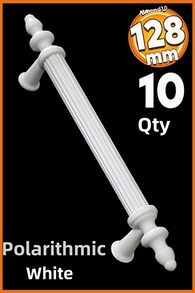 Badem10 (HARD PLASTIC) Polavit 128 Mm Handle White Furniture Kitchen Drawer Drawer Cabinet Handle Handles 10 Pcs