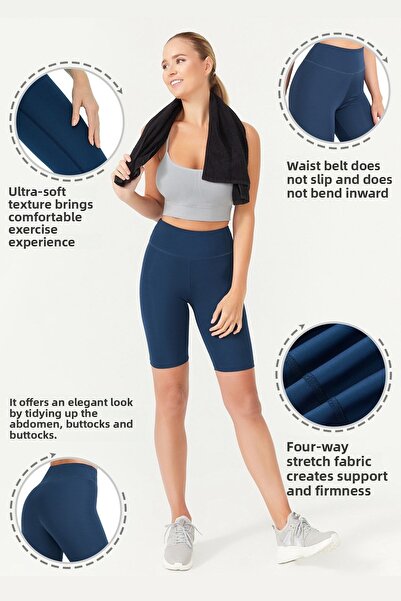 Los Ojos Női sötétkék, magas derekú, kényelmes kerékpáros rövidnadrág rövid sportharisnya