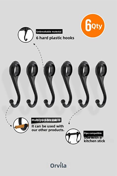 Orvila 6 броя - Резервна кука за закачалка за кухня и баня