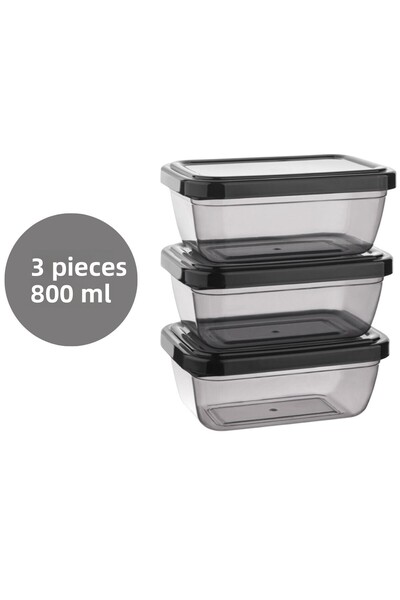 Loremp مجموعة من 3 صناديق تخزين مستطيلة سوداء سعة 800 مل، حل تخزين عملي وأنيق