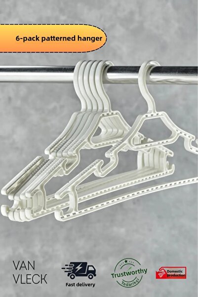 VAN VLECK Set de 6 cuier cu model de cristal – culoare gri elegant, alb și cafea, cuier durabil pentru îmbrăcăminte