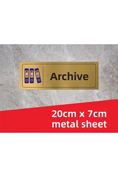 ALFA REKLAM AJANSI لوح معدني ذهبي مع نص أرشيفي وشعار 20 × 7 سم