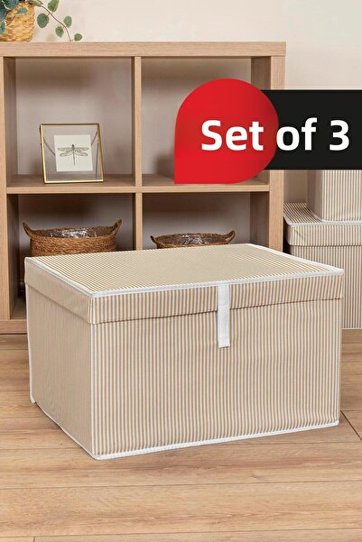 ALAS Cutie Maxi Maro cu dungi - 3 3 bucăți multifuncțional, 50x40x30 cm țesătură albă