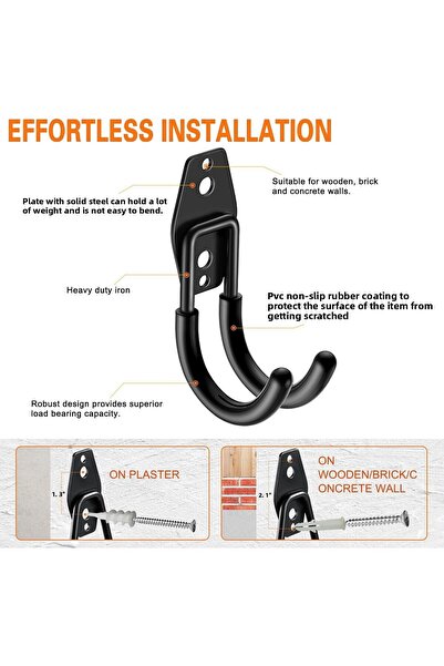 vipgross Set of 6 Oval Curved Garage Hook Hangers, Garage Warehouse Organizing Heavy Garage Hooks