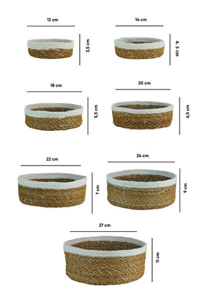 Bliss Natural Wicker Basket - Flower Pot, Bathroom Organizer, Decorative Home Organizer Set of 7