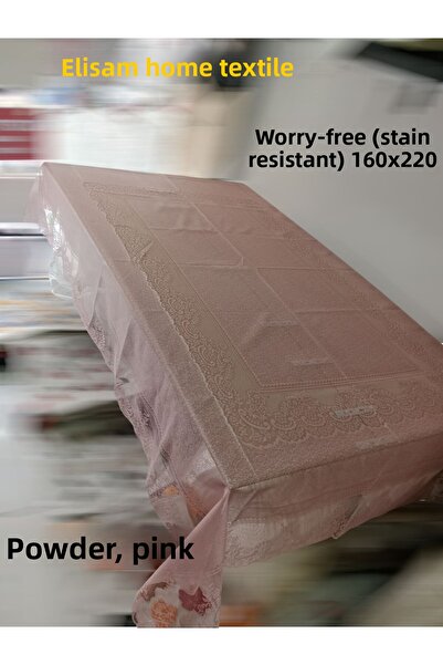 Elisam مفرش طاولة مقاوم للبقع (لون بودرة)