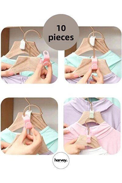 Harvey مجموعة خطافات شماعات مكونة من 10 قطع - 10 قطع منظم شماعات - مكبر شماعا...
