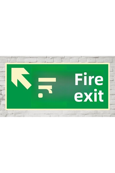 zafrakreklam علامة مخرج الحريق العلوي الأيسر مقاس 14 × 31 سم