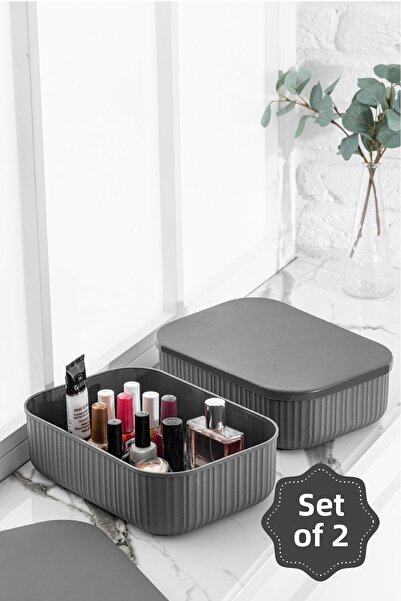 Vienev صندوق تخزين أنثراسايت سعة 3.2 لتر مع غطاء