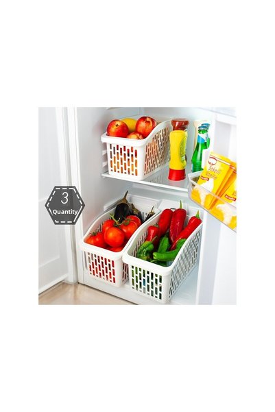 Plodna House Multi-Purpose Plastic Closet Organizer Organizer Basket 3 Pieces
