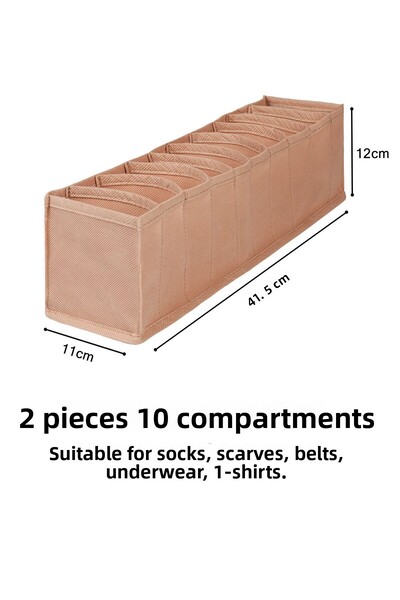 REKHOME Set de 2 dulapuri bej cu 10 compartimente în interiorul sertarului tip acordeon Organizator pliabil pentru rufe