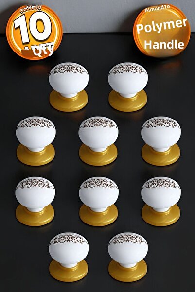 Badem10 (10 قطع) مقبض خزانة أثاث مطبخ بأزرار من البوليمر الفلين بنمط أزرار من الفلين الأبيض والذهبي