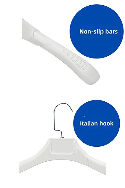Manken İstanbul 50 Pieces Soft White Abs Plastic Hanger Jacket Clothes Hanger Clothing Hanger Shirt Hanger