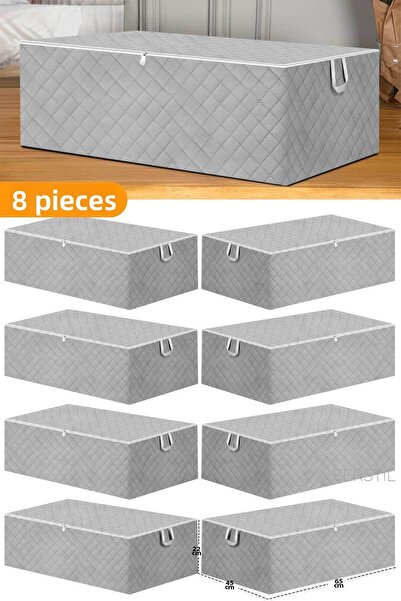 Serstil 8 Pieces - Anthracite Large Size Bed Base and Sofa Bed Type Storage Bag 64 X 45 X 22 Cm