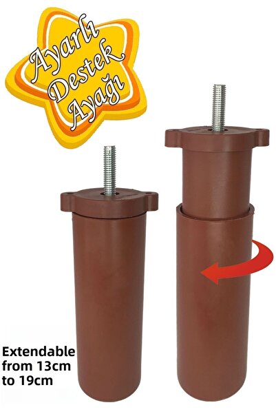 GLASWEN Picior de sprijin reglabil 13 X 19 Cm Picior ascuns maro cu șurub M8 ...