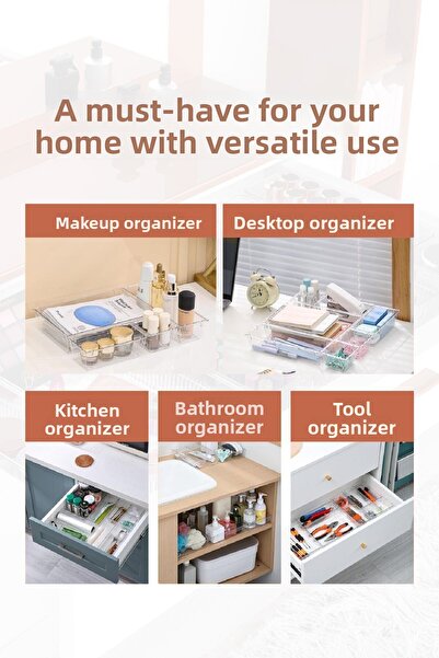 Vienev منظم أدراج الخزانة مكون من 13 قطعة - منظم أدراج المطبخ