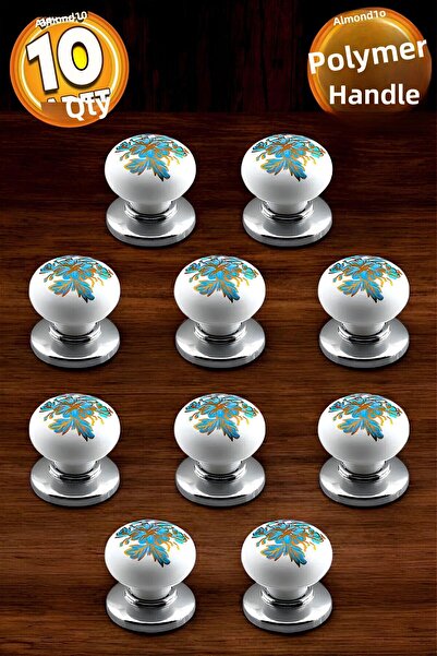 Badem10 Κουμπί πολυμερούς μπλε μοτίβο λουλουδιών Έπιπλα χρωμίου Συρτάρι κουζίνας Ντουλάπα ντουλάπα 10 τεμαχίων Λαβή