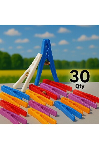 Metler مجموعة مشابك الغسيل البلاستيكية الملونة |   30 قطعة من المسامير الزنبر...