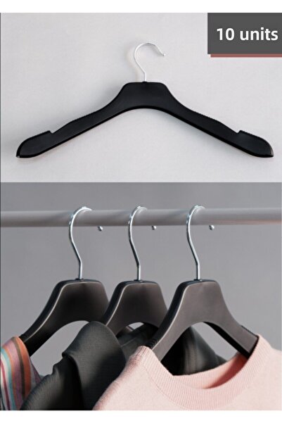 Acar Raf شماعة بلاستيكية سوداء فاخرة مكونة من 10 قطع - قميص، تي شيرت، بنطلون،...