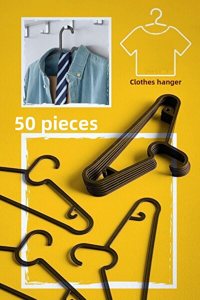 DEYHOME 50 Pieces Slim Hanger Dress Clothes Clothes Hanger Black Set