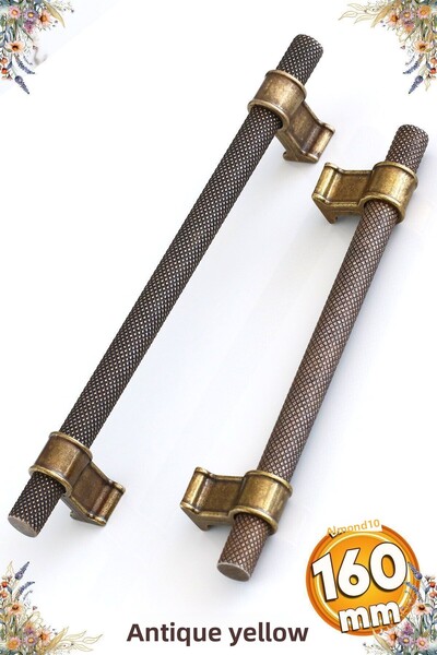 Badem10 Hisar Antique Metal Galben Antic 160 Mm Model Zimțat Mobilier Bucătărie Mâner Dulap Mâner Mâner