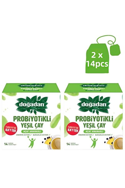 Doğadan بروبيوتيك شاي أخضر أكاي أناناس 14 قطعة
