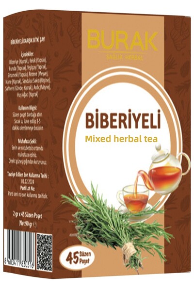 Burak Sağlık Herbal Mixed Herbal Tea with Rosemary 45 Li Süzen Sachets