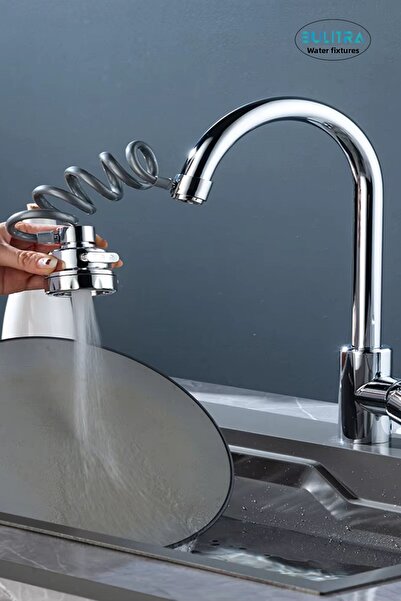 BULİTRA Su Armatürleri كروم 3 - رأس حوض المطبخ الوظيفي الدوار 360 درجة وطرف ا...